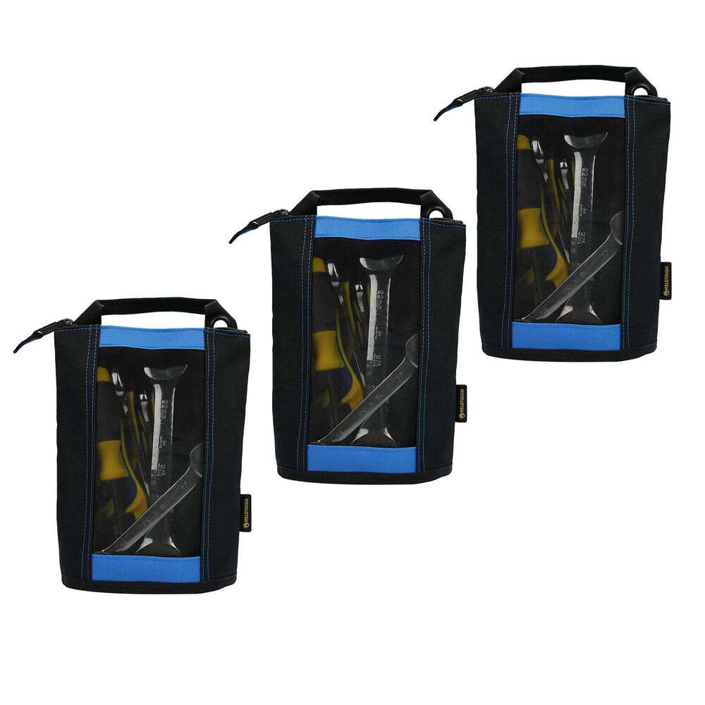 MELOTOUGH Canvas Tool Pouch Zipper Bag -Fastener bag with Mesh Window and Hanging Grommets 2 pack Z260202