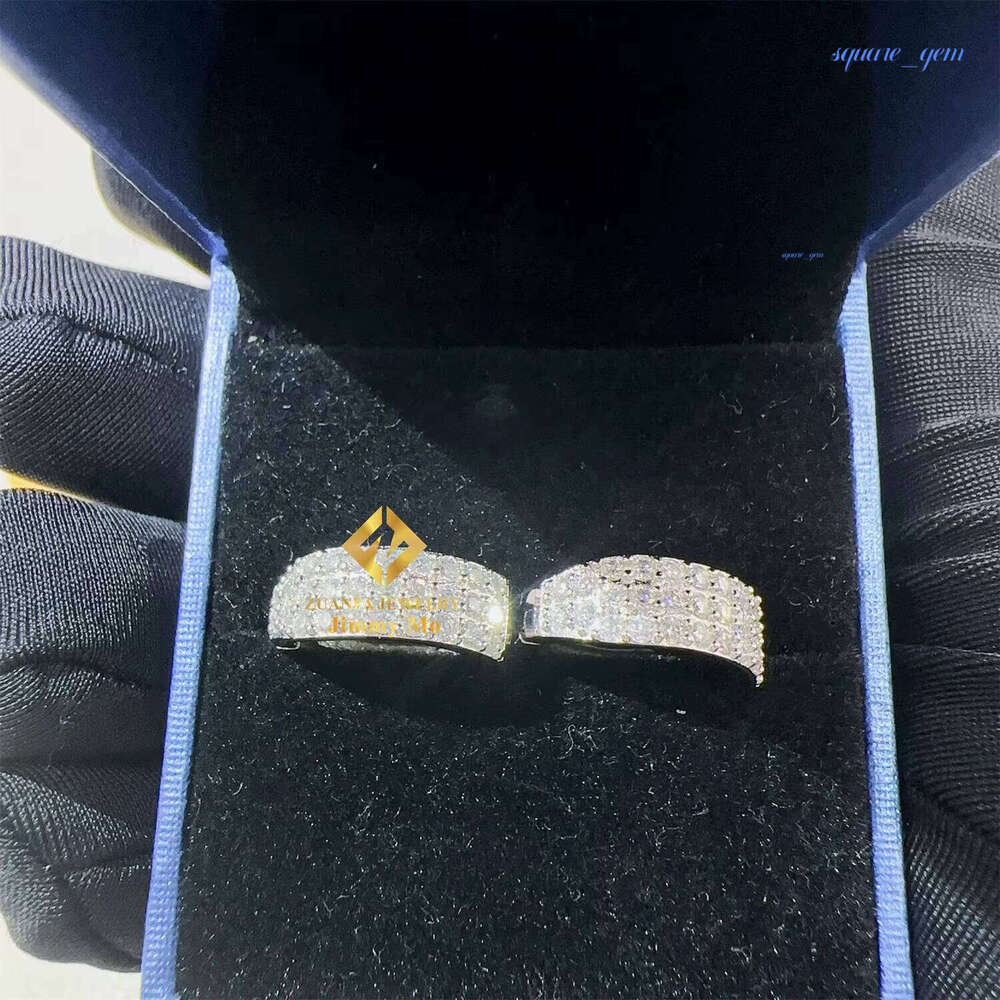 Pass Tester 3Rows Hip Hop Iced Out Style Jewelry 925 Silver Vvs1 Moissanite Diamond Hoop Earrings Man - view 5