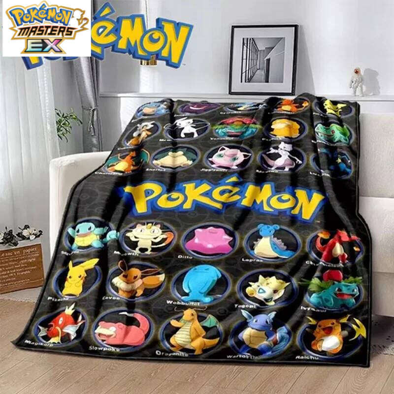 Pokemon Hot Cartoon Anime Flannel Blanket Pikachu Figures Home Sofa Lunch Break Children Student Blankets Nap Cover Kid L260204