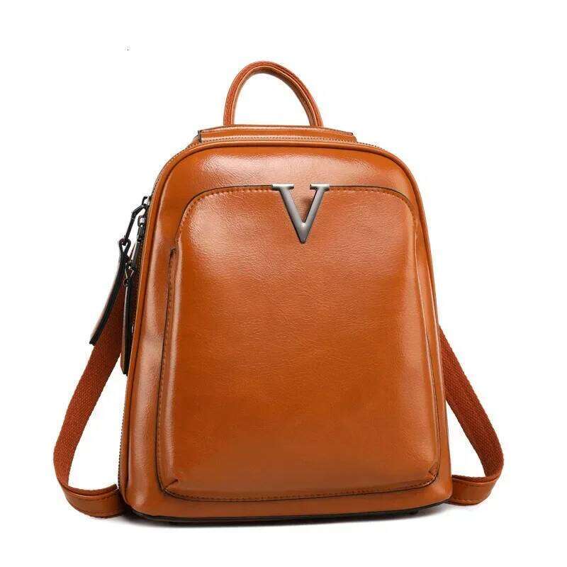 New Oil Wax Cowhide Women Rucksack Single Shoulder Bags Simple Fashion Knapsack Grils School Daypack Genuine Leather Backpack Z260204