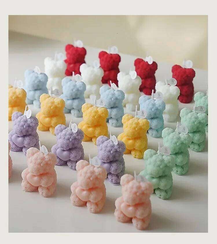 Rose Bear Candle Romantic Cute Soy Wax Aromatherapy Small Scented Relaxing Birthday Wedding Party Gift Home Decor S260204