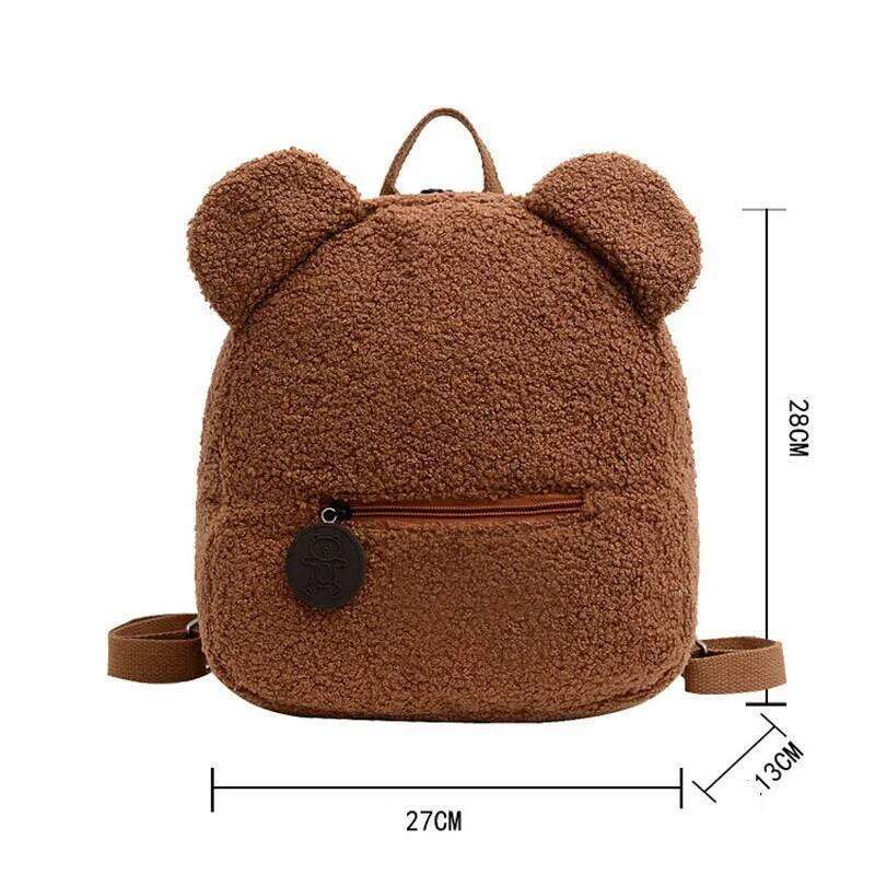 Personalised Womens Girls Cute Bear Pattern Plush Toddler Backpack for girls Custom Name Small Casual Shoulder Daypack Z260204