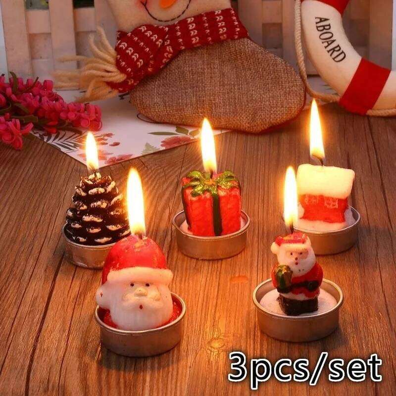 Christmas Mini Figurine Tealight Candle Set, Festive Santa Holiday Shape Candles for Party, Wedding & Home Decor S260204