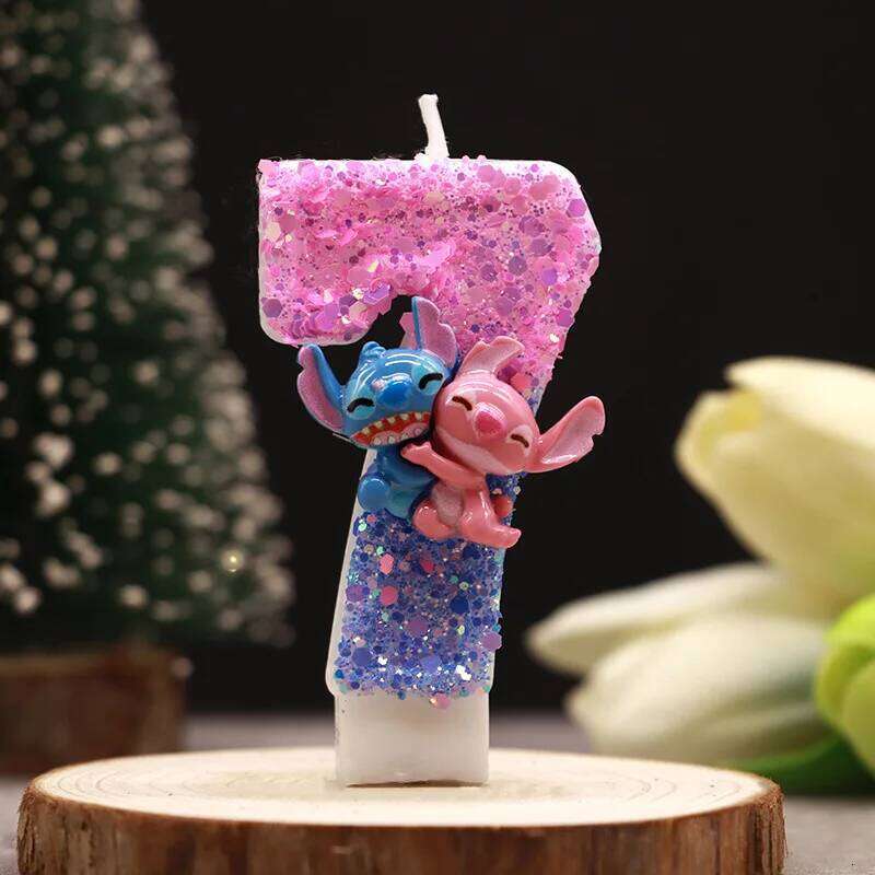 Stitch fit cartoon two-color digital birthday party holiday decoration cute cake candle S260204