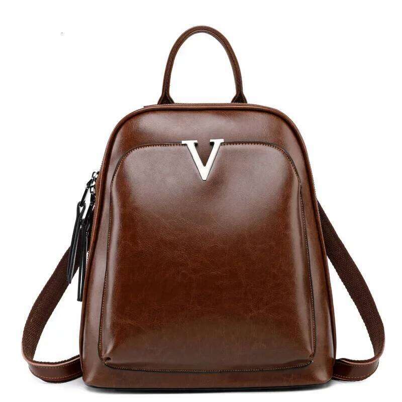 New Oil Wax Cowhide Women Rucksack Single Shoulder Bags Simple Fashion Knapsack Grils School Daypack Genuine Leather Backpack Z260204