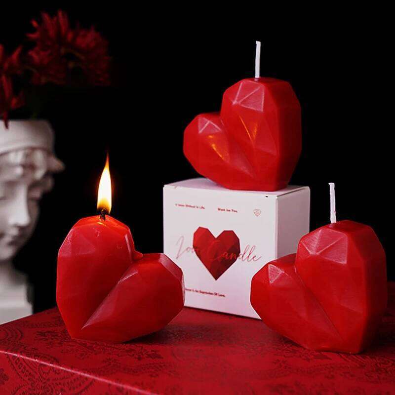 Romantic Red Love Heart Shaped Scented Fragrance Aromatherapy Wax Candles Party Valentine's Day Gifts Photo Prop S260204