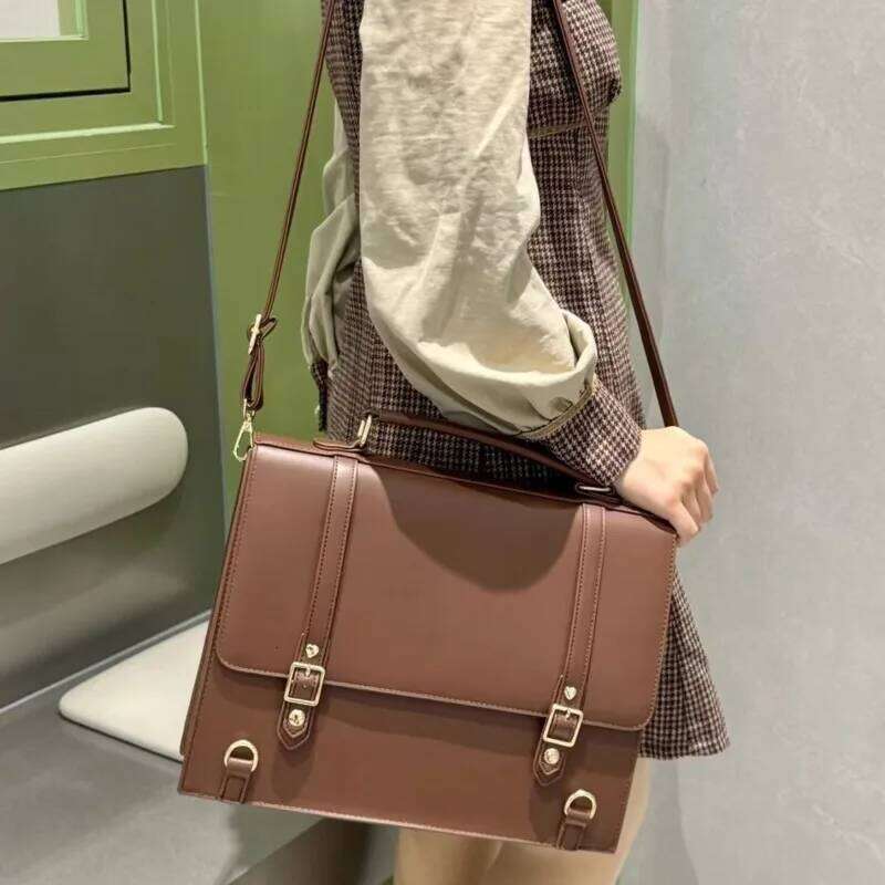 PU Leather Japanese Brown Ita Backpacks Transparent Jk Lolita Pain Flap Pocket Student Shoulder Bags Preppy Style Bag Girls Z260202