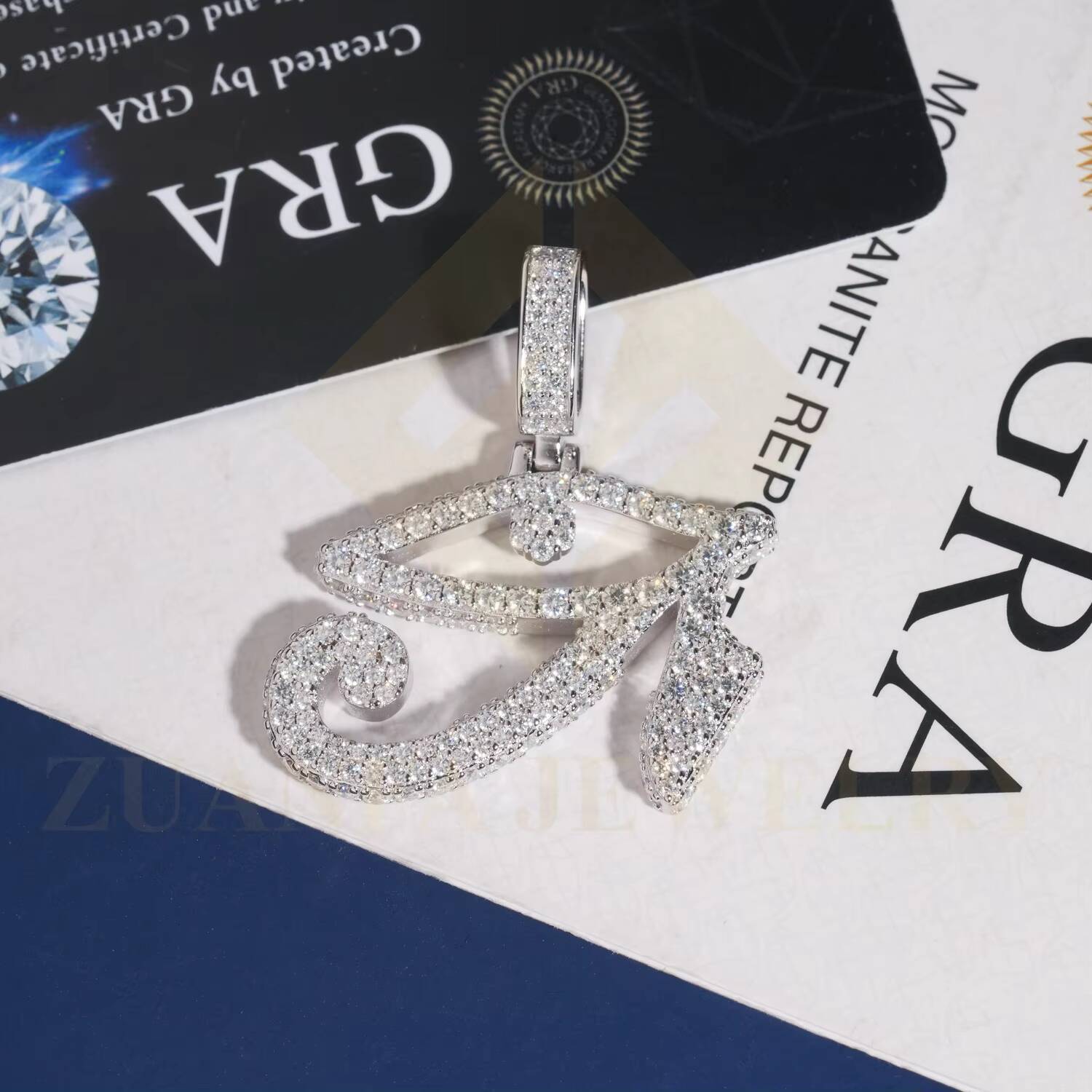 RTS Eyes Pendant Moissanite 925 Silver White Gold Plated Iced Out Pendant Ready To Ship Fine Jewelry