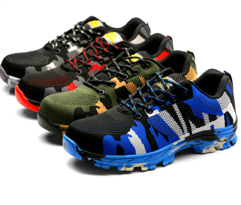 Breathable Boot Steel Toe Safety Camouflage Men Boots Work Indestructible Shoes Outdoor Sneakers Y200915