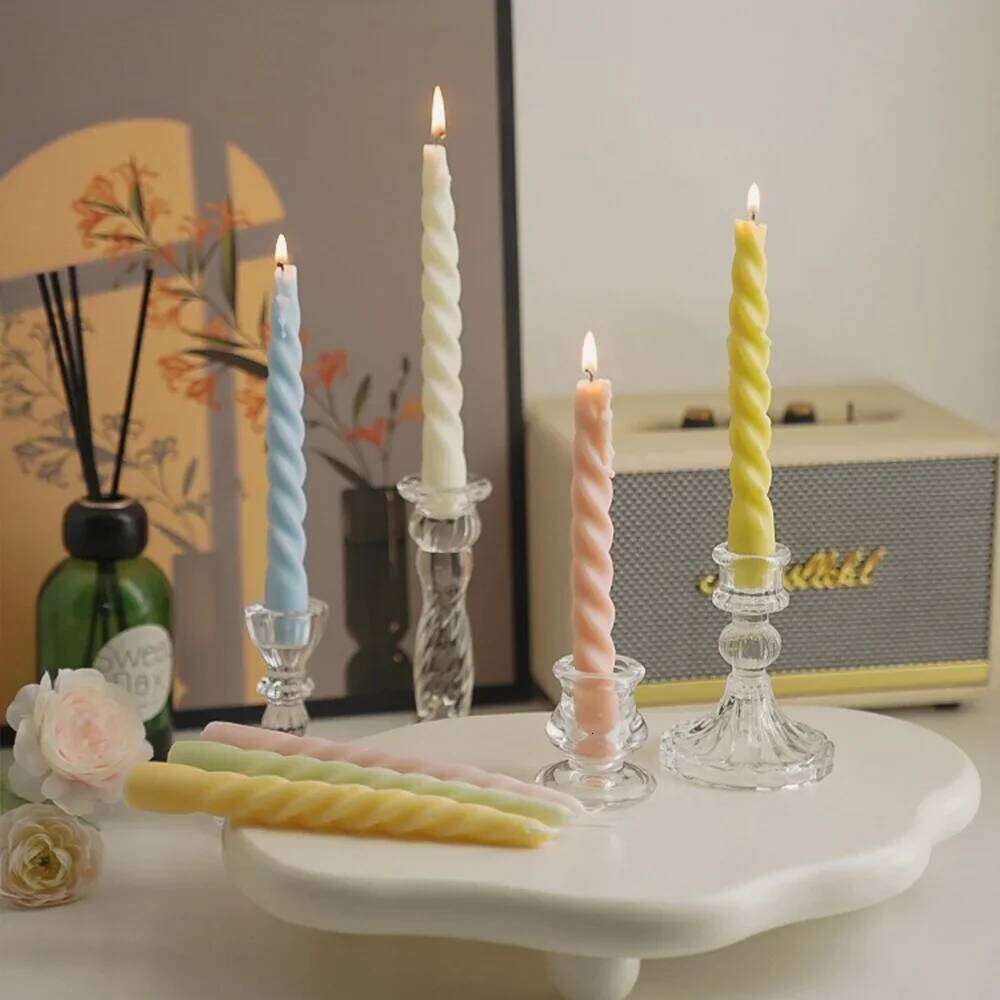 Ins Style Thin Spiral Long Rod Scented Aromatherapy Soy Wax Candles Wedding Birthday Candle Party Home Decoration S260204