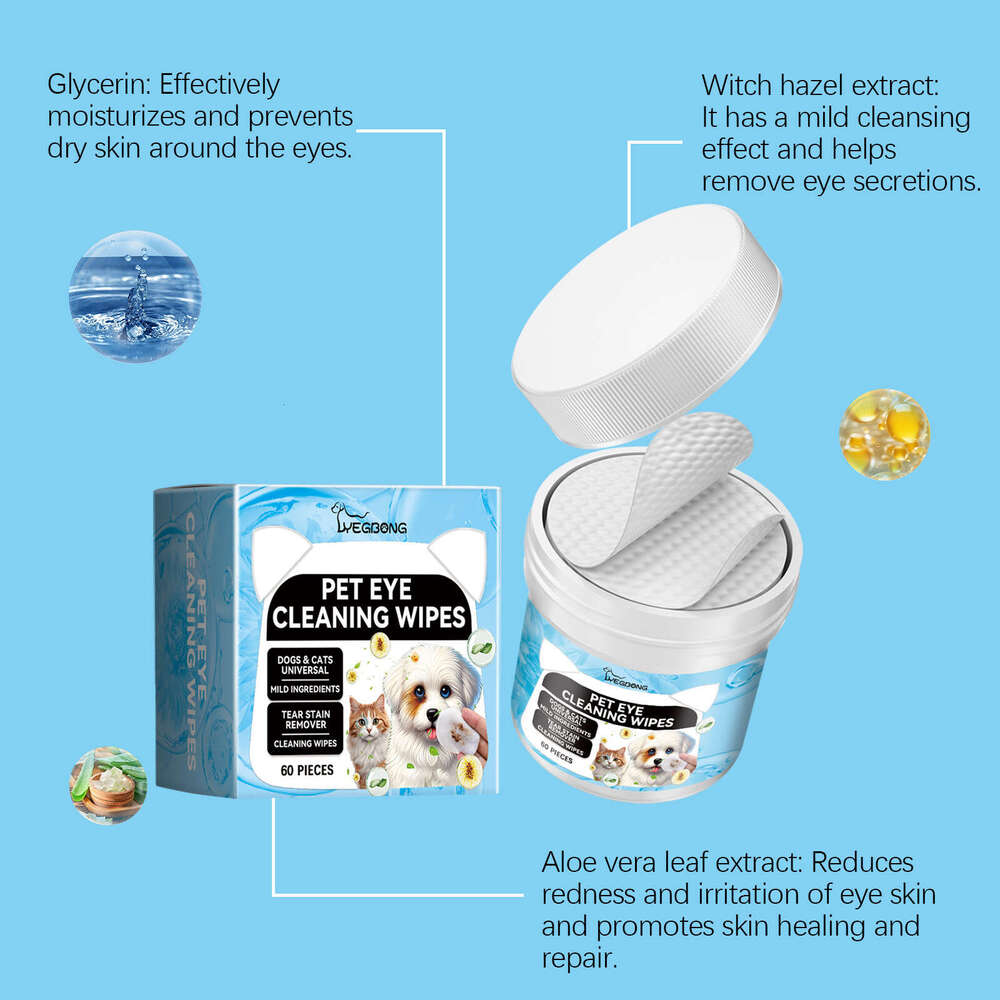 Yegbong Pet Cat Dog Gentle Cleaning Eye Gunk Tear Stain Care Wipes S260203