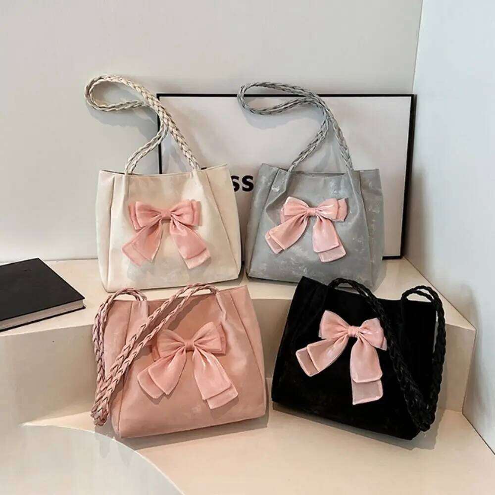 Portable Large Capacity Bow PU Fashion Women's Shoulder Soft Crossbody Bag Casual Wear C260204