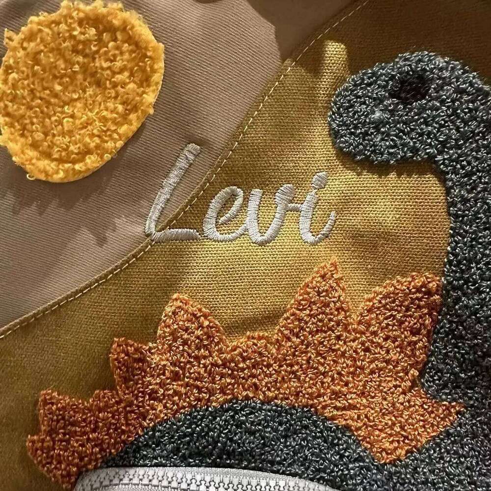 Personalized Custom Name Dinosaur Backpack - Embroidered Text Cartoon Canvas Small Bag, Ideal for Kindergarten Kids' School Use Z260204