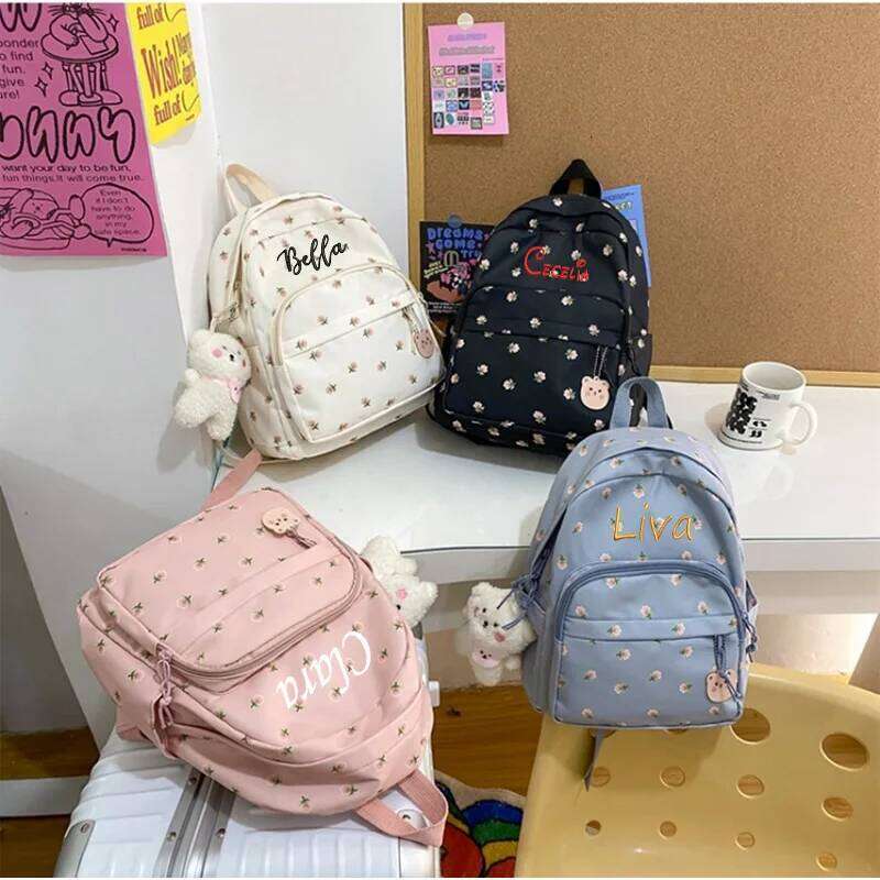 Personalized Name Fragmented Flower Campus Style Women's Small Fresh Rui Camp Travel Bag Large Capacity Backpack Z260204