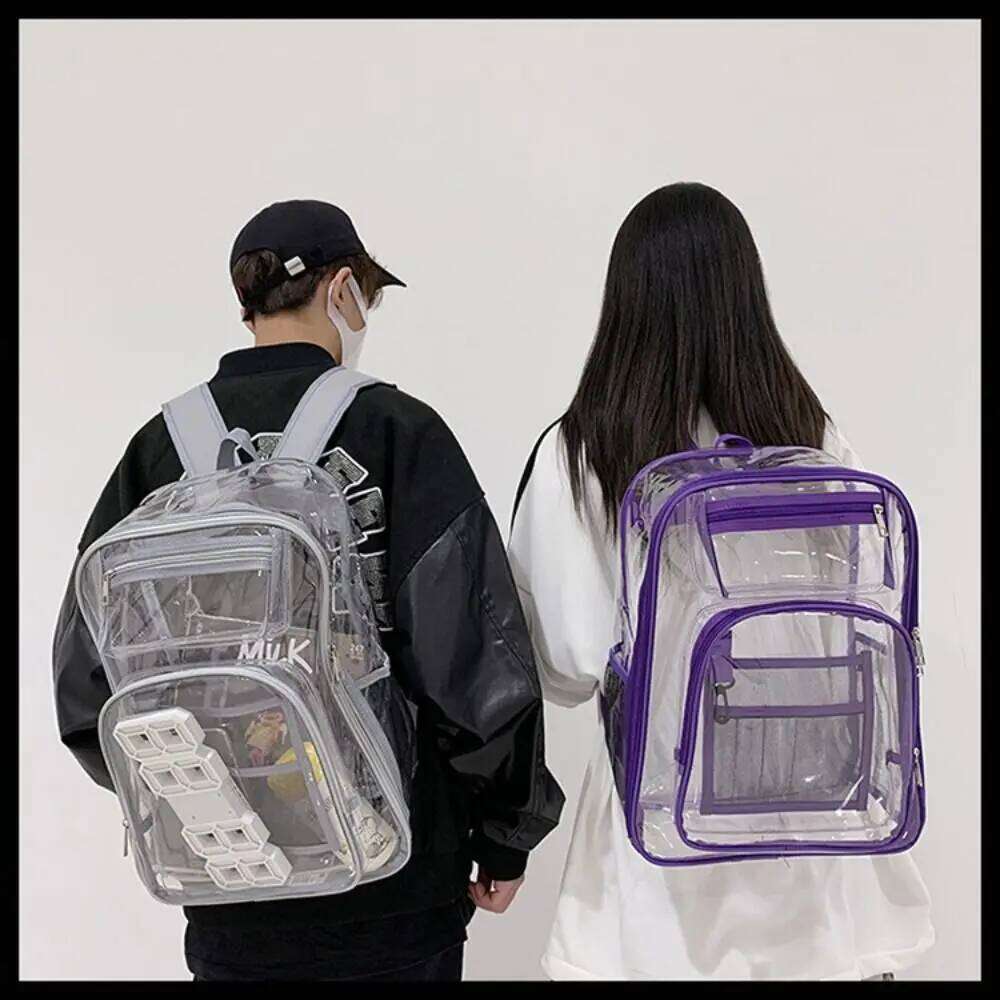 PVC Clear Large Capacity Waterproof Students Bookbag with Multi-pockets See Through Transparent Backpack School Z260202
