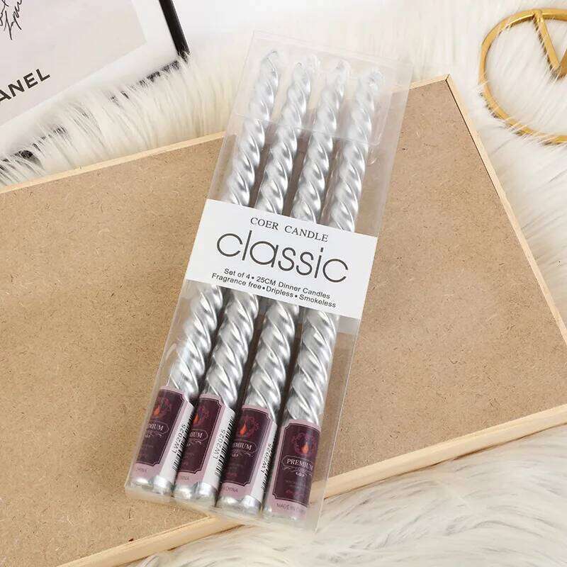 4pcs Taper Thread Candle Restaurant and Home Decor Candlelight Dinner,Christmas,Halloween,Wedding Anniversary,Birthday,Dating S260204