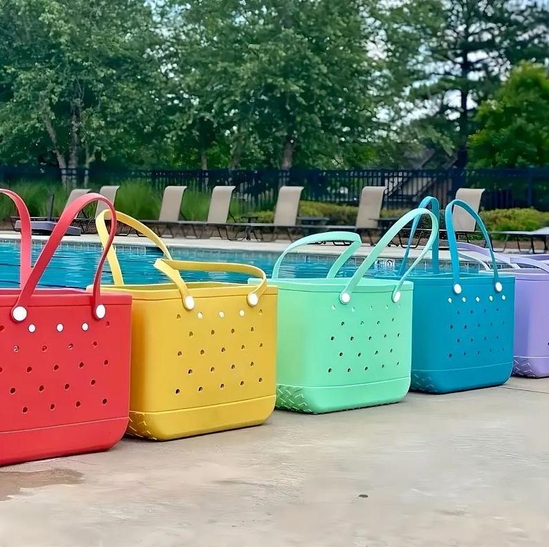 US STOCK Designer Summer Beach EVA Bags 45CM XXL Silicone Tote for Pool Boating Solid Colors Storage Bags Water Proof Shopping Baskets