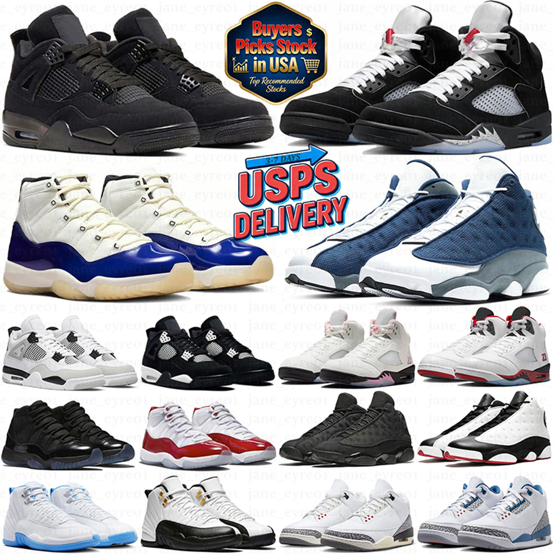 Designers Basketball Shoes 4s 11s 5s 3s 12s for Mens Women Military Sail Red Black cat 2025 Cement Metallic White Yellow Thunder White Oreo Gamma Blue Cherry Sneakers