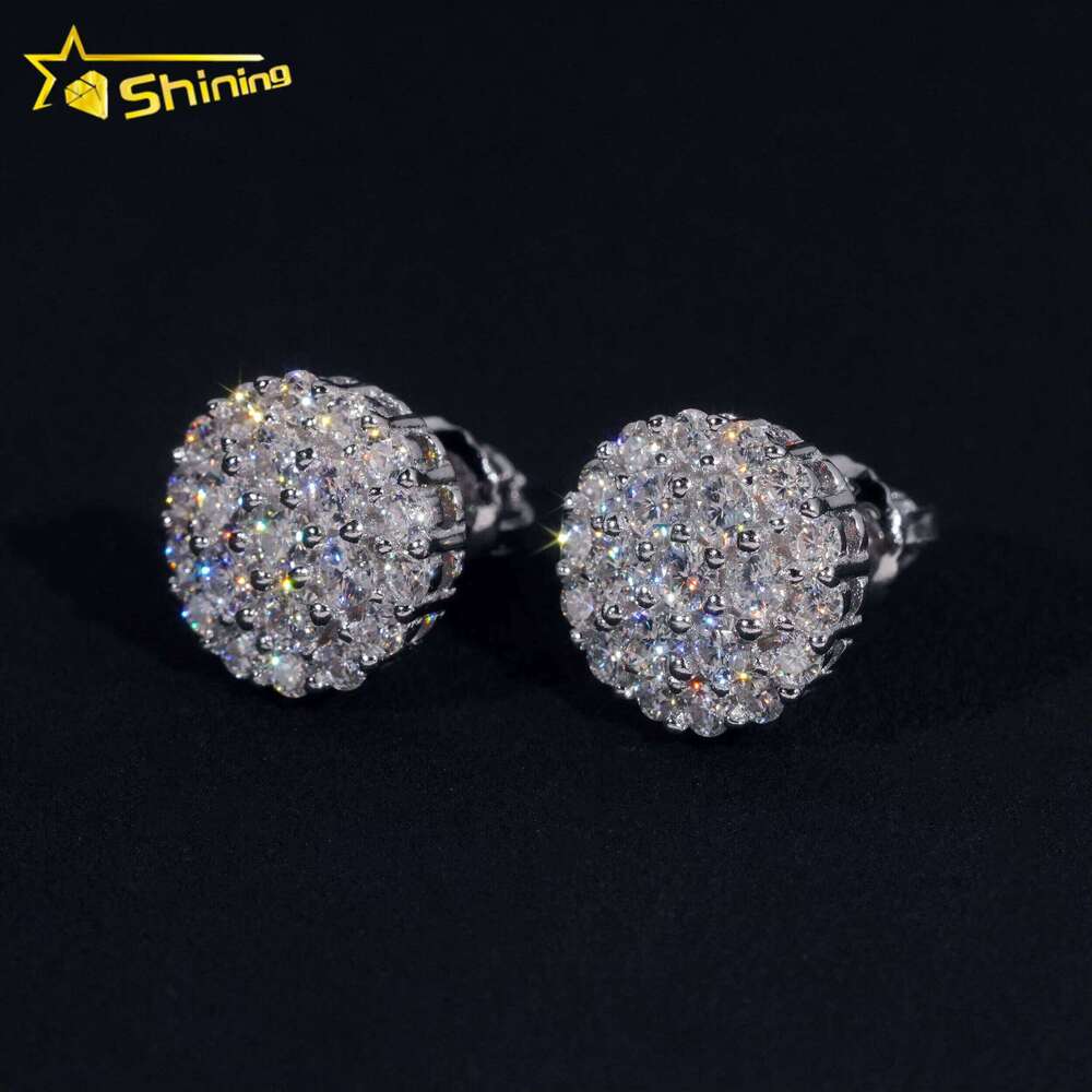 Pass Tester GRA Certified Stocks VVS Diamond Fully Iced Out 925 Silver Jewelry Moissanite Stud Earrings