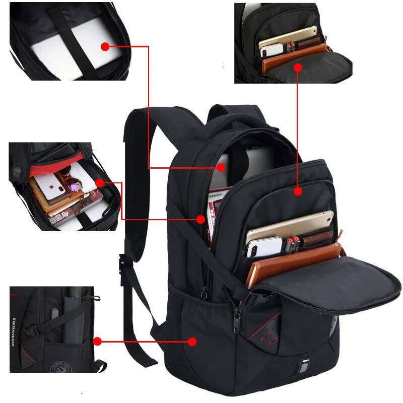 Men Multifunction USB charging fashion business casual travel anti-theft Waterproof 17 inch Laptop backpack School bag Z260204