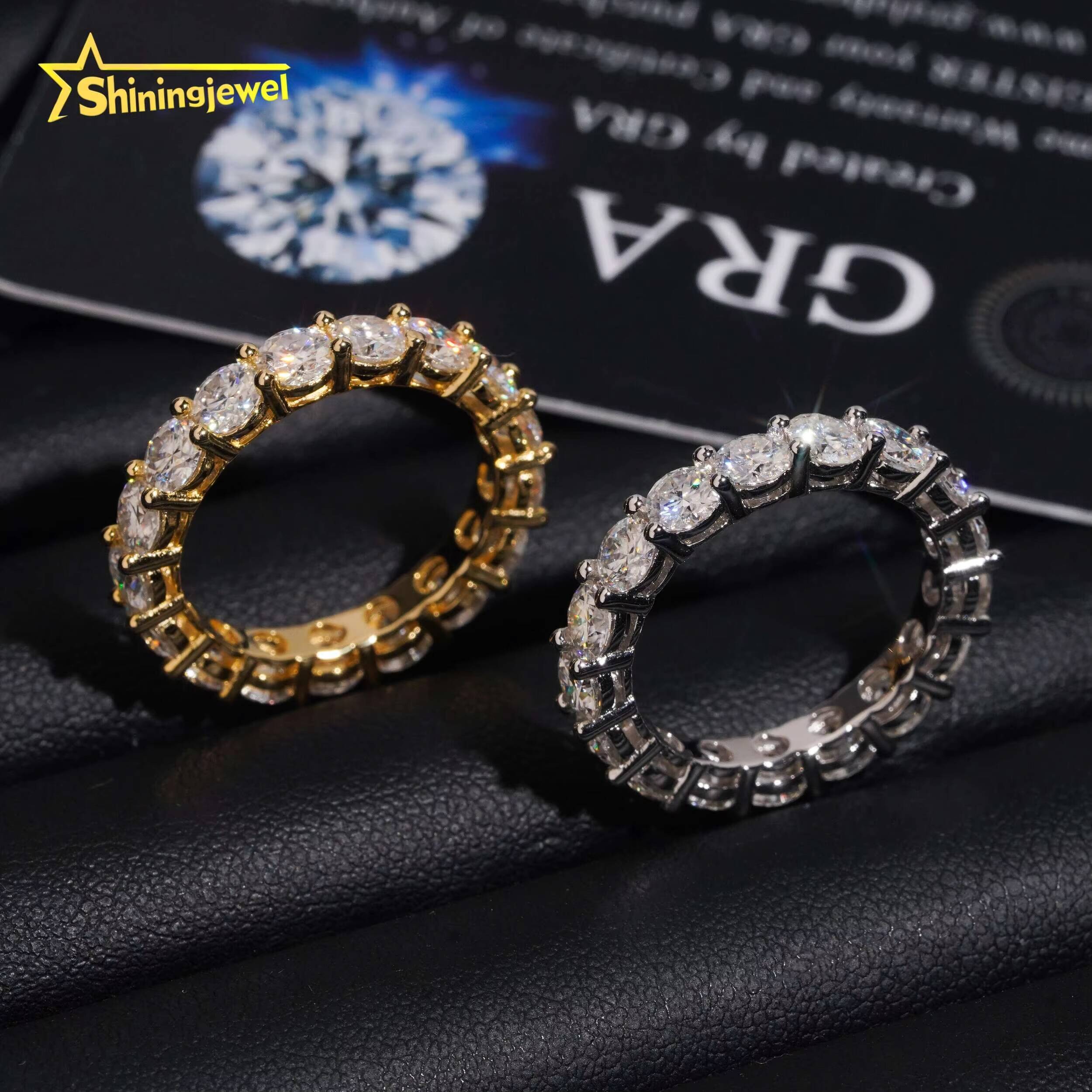 Fancy Jewelry Diamond Ring 925 Sterling Silver Hip Hop Moissanite Stacking Rings Couple Love Rings