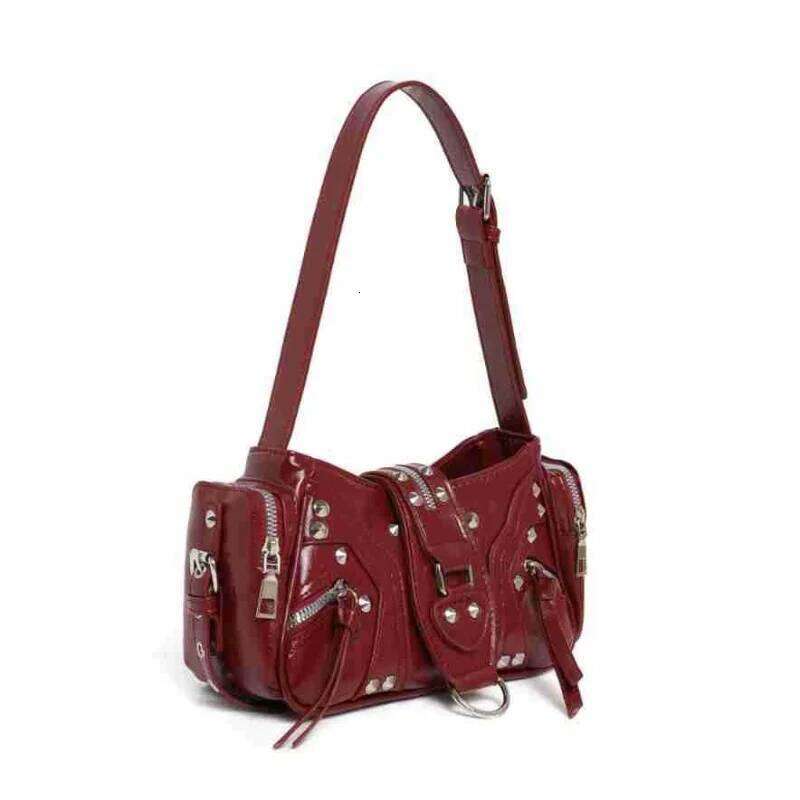 New PU Vintage Oil Wax Leather Rivet Motorcycle for Women Luxury Designer Leopard Print Handbags Small Underarm Bag C260204