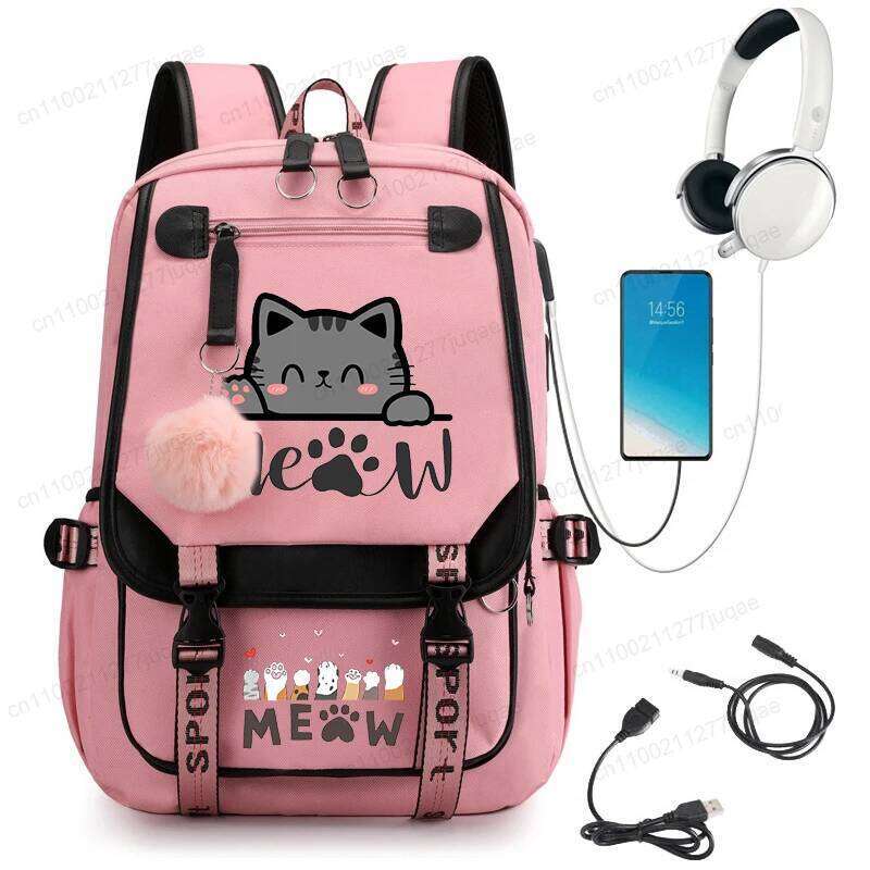 Kawaii Cat Anime Cartoon Bag New Fashion Back To Cute Backpack School Bags for College Student Mochila Z260204