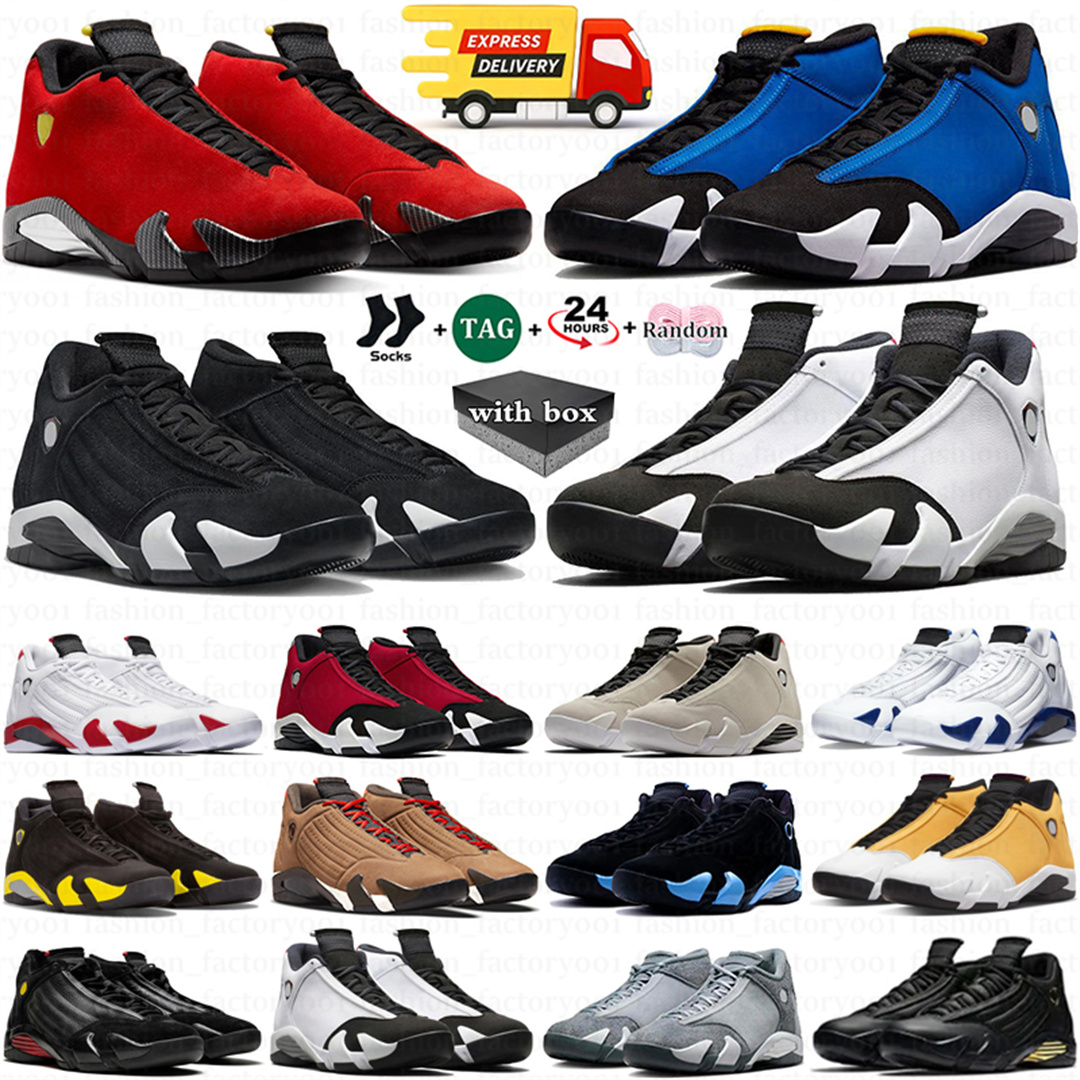 With Box 14 Basketball Shoes Flint Grey Black Toe 14s Gym Red Blue Desert sand Ginger Candy Cane Hyper Royal Mens Sports Sneaker Trainers size 40-47
