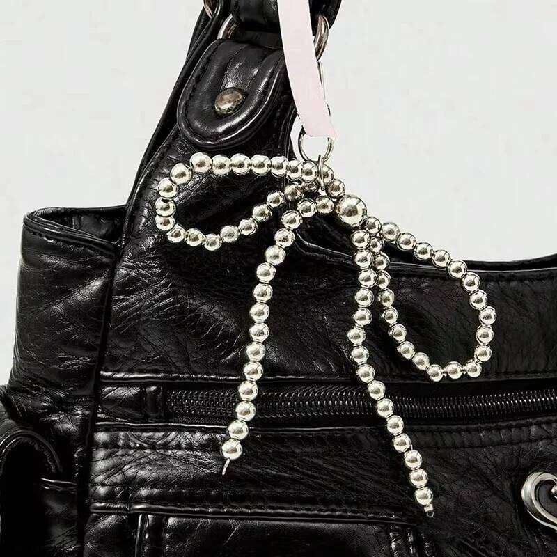 Fashionable handbag with bow pendant, niche design, large capacity women's armpit bag, suitable for commuting to work, shopping, C260204