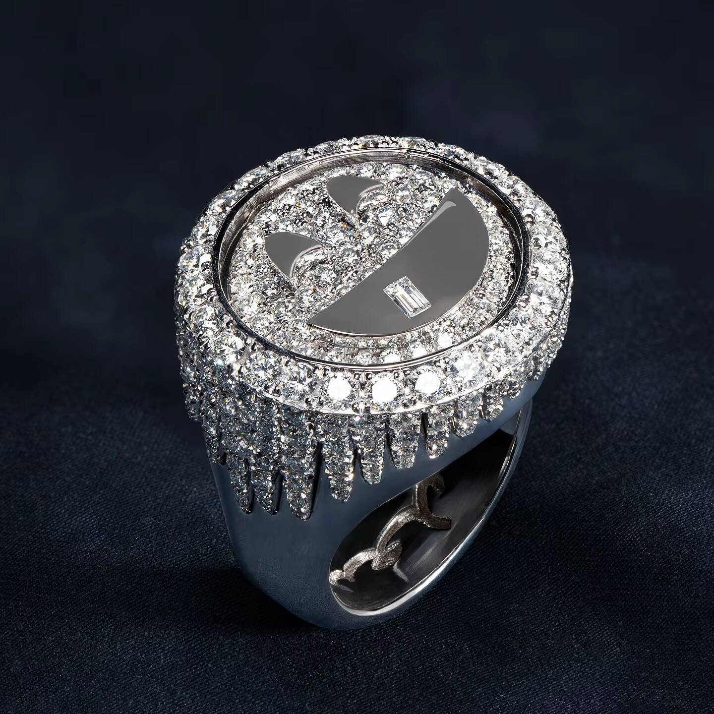 Baguette Cut Iced Out Heart Customized Ring Hip Hop 925 Sterling Silver Sophisticated Moissanite Ring