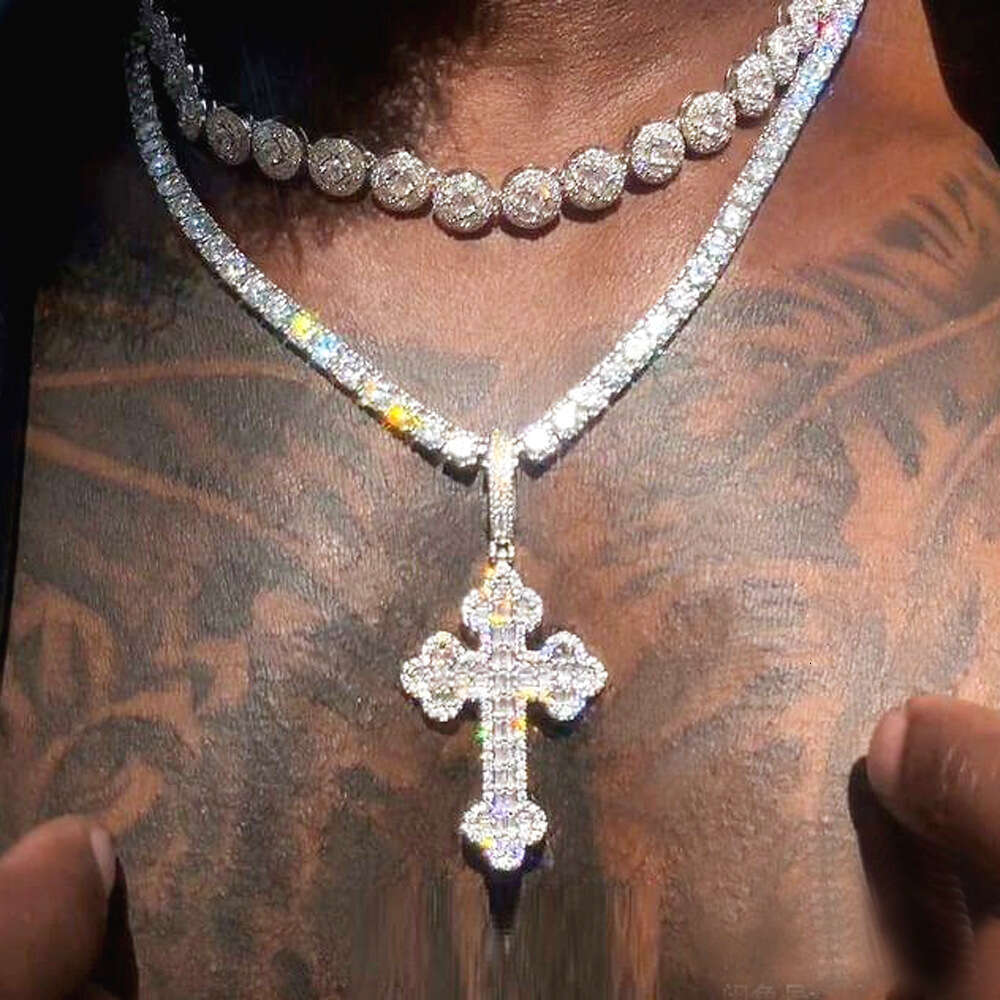 New Style Cloud Cross Inlaid Diamond European and American HipHop Tennis Chain Trendy Pendant Necklace