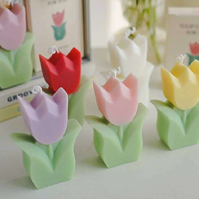 Cute Tulip Scented Simulated Plant Shapes, Handmade Diy Candles, Party Decorations, Christmas And Birthday Gifts S260204 2ea