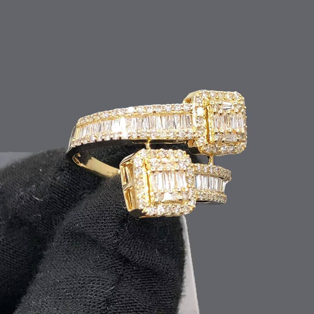 Custom Diamond Baguette Cut Ring Pass Diamond Tester VVS Moissanite Ring Iced Out Men Fine Jewelry Ring