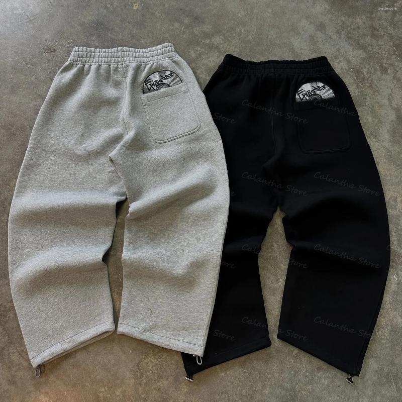 Men's Pants Disc Baggy Joggers Black Oversized Drawstring Flannel Lined Elastic Waistband Casual Streetwear Workout Daily Petite Y2K