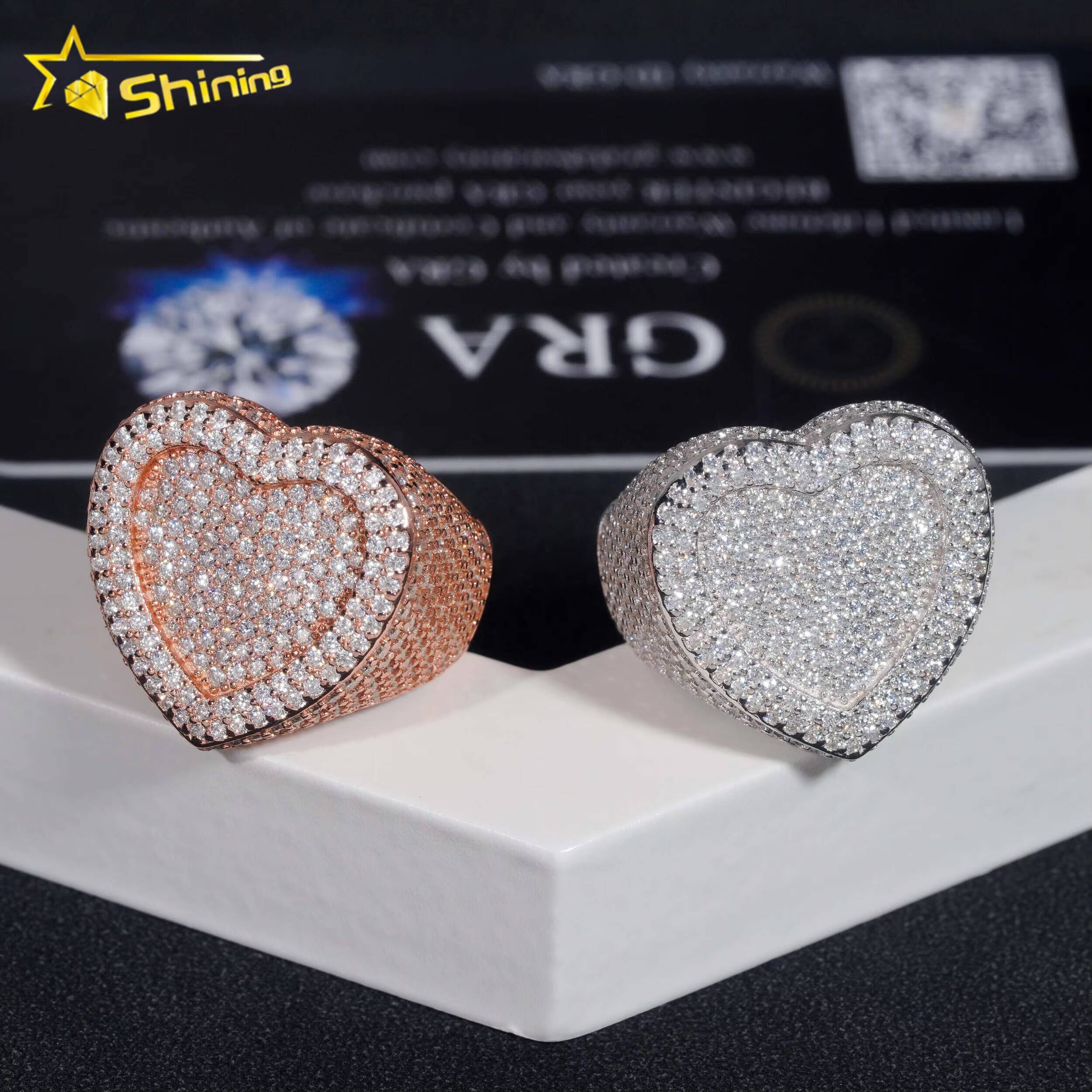GRA Certificate 925 Sterling Silver Gold Plated Hip Hop Jewelry New Style Baguette VVS Diamond Moissanite Hip Hop Ring