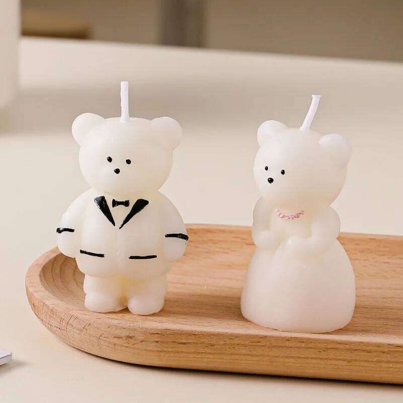 Cute Couple Bear Aromatherapy Home Decor Handmade Lavender Scented Candles Wedding Valentine's Day Gift S260204