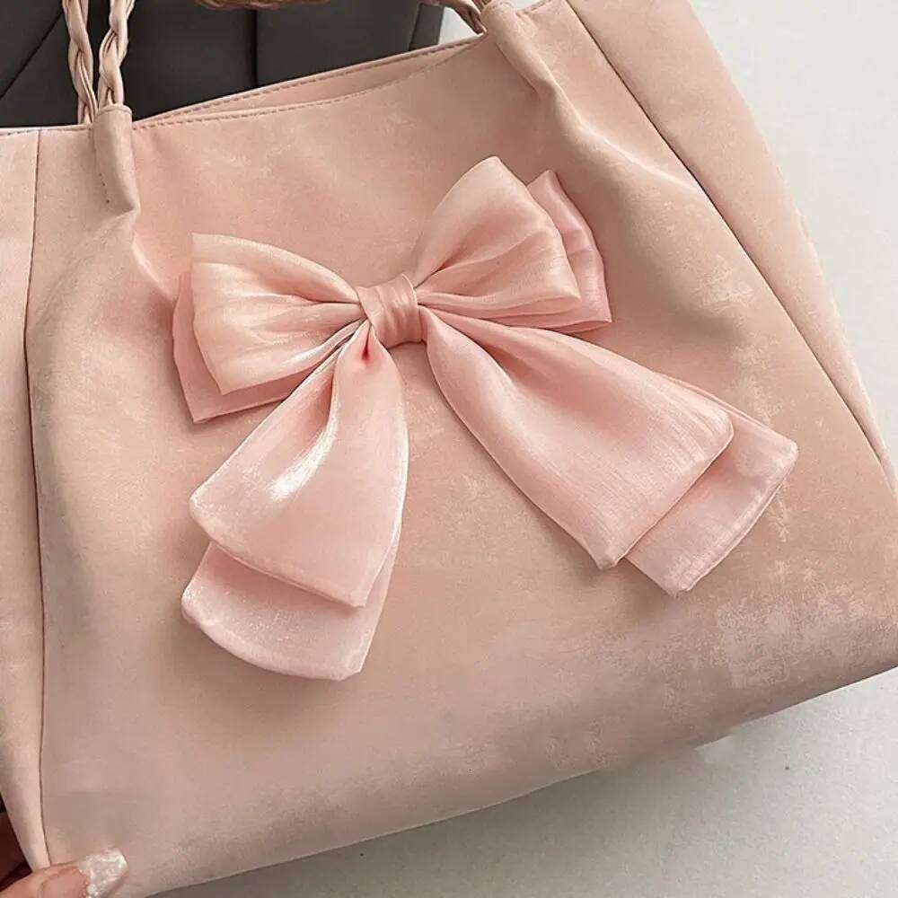 Portable Large Capacity Bow Soft Fashion Women's Shoulder PU Casual Handheld Bag Daily Commute C260204