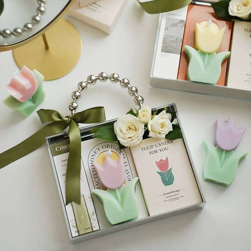Cute Tulip Scented Simulated Plant Shapes, Handmade Diy Candles, Party Decorations, Christmas And Birthday Gifts S260204 2ea