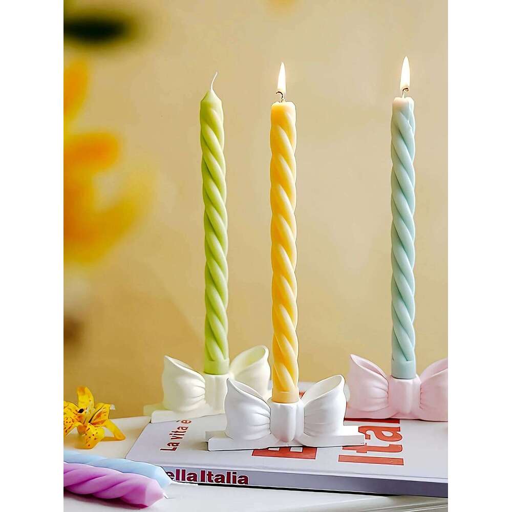 25cm Double Spiral Long Stick Scented Candles, Smokeless Handmade, Valentine's Day Wedding Proposal Anniversary Party Decor S260204