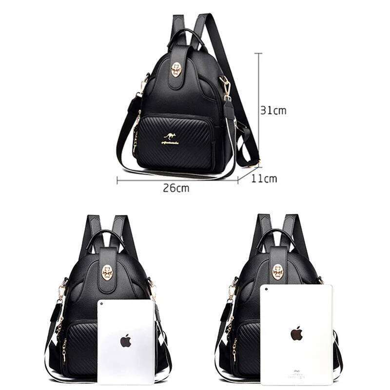 2024 New Fashionable Women's Backpack High Quality Soft Leather Women Shoulder Bag Famous Luxury Brand Female Handbag Sac A Main Z260204