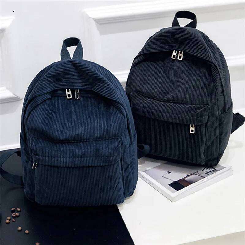 Style Soft Fabric Female Corduroy Design School For Teenage Girls Striped Backpack Women Velvet Screen Z260202
