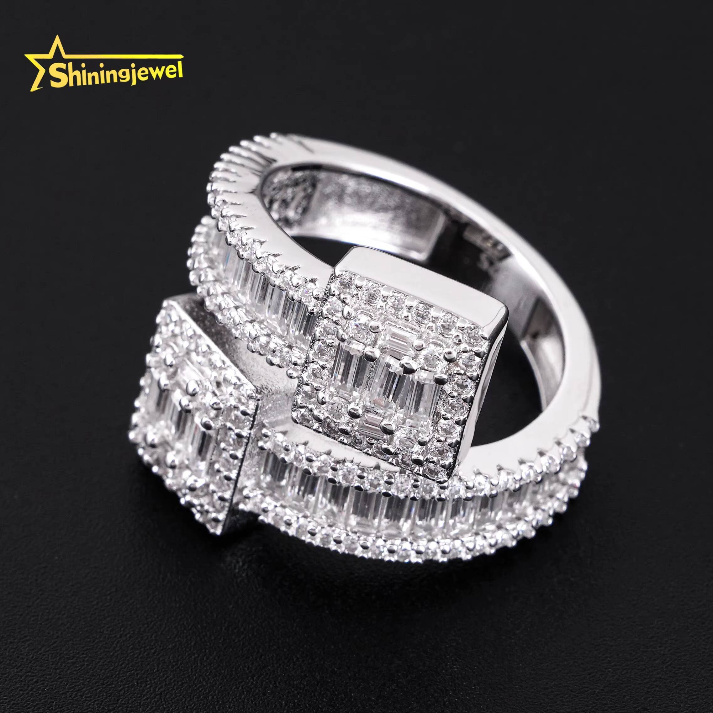 Shining Jewelry 925 Sterling Silver Rapper Hip Hop Ring Custom High Quality Iced Out Men Moissanite Ring