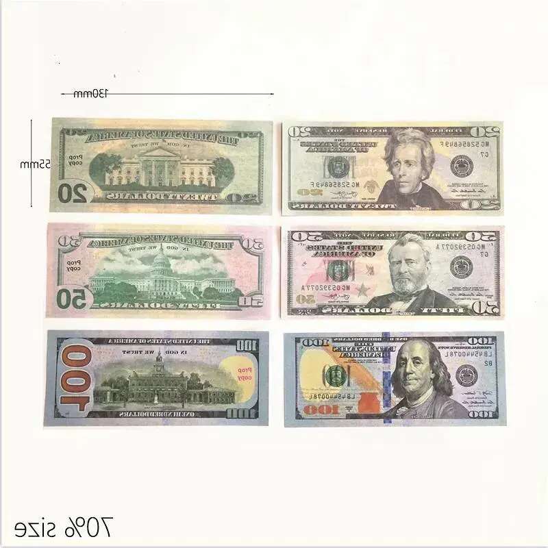 Fake Movie Prop Money Party 10 20 50 200 US Dollar Euros Pound English Realistic Toy Bar Props Copy Currency Faux-billets 100 PCS/Pack 70% 130X55mm