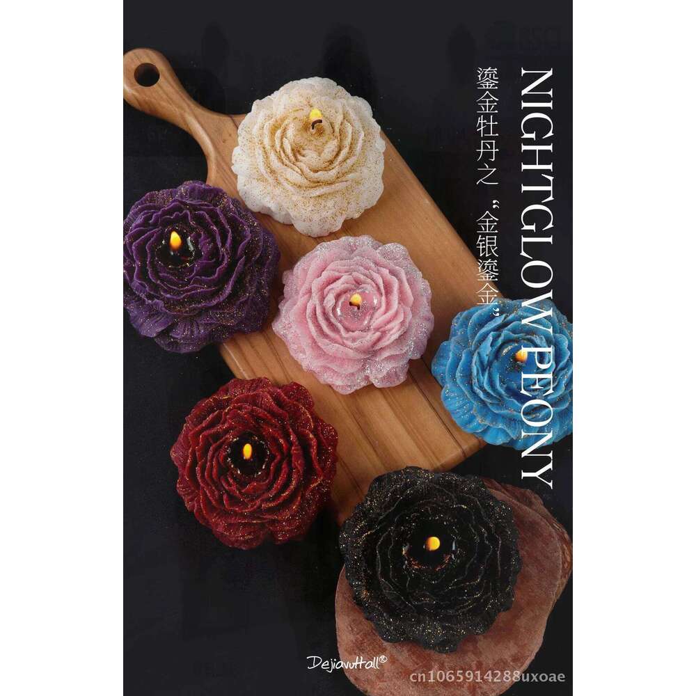 Handcrafted Low-Temperature Soy Wax Candle in Flower Shape Aromatherapy Essential Oil Scents Gilt Roses Peonies for Mood Couples S260204