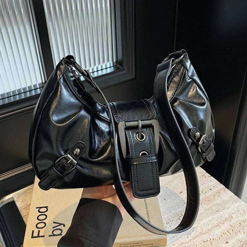 Y2K Retro Pleated Hobo Shoulder Women Hot Selling Maillard Style Underarm Bag Clutch Handbags for Travel Work Shopping C260204