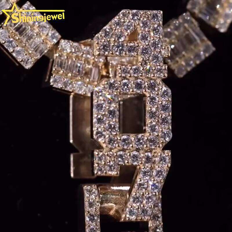 Hot Sale Custom Diamond Hip Hop 925 Sterling Silver Moissanite Mosaic Setting Number Iced Out Spinning Pendant