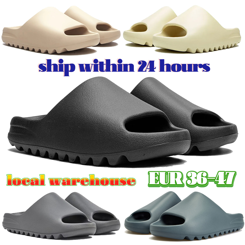 Local Warehouse designer slides for women men slippers onyx Bone black Flax restock pair Ochre glow Resin Soot Core sandals solid slide classic slipper sandal 36-47