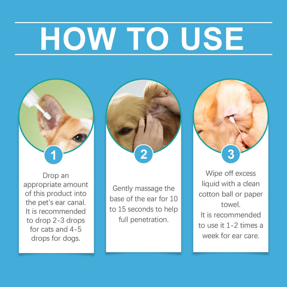 Yegbong Cat Dog Cleaner Universal Gentle Cleaning Deodorizing Ear Wash Liquid for Cats and Dogs S260203