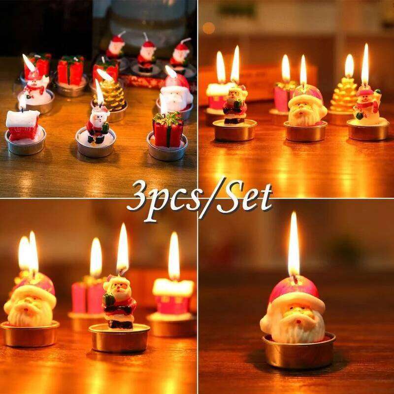 Christmas Mini Figurine Tealight Candle Set, Festive Santa Holiday Shape Candles for Party, Wedding & Home Decor S260204