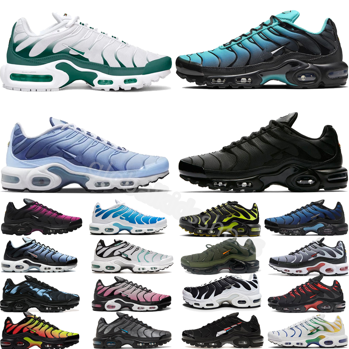 Designer Running Shoes Tn Plus Men Sneakers Triple White Black Sky Blue Women Gradient Dusk Unity Gradient Tennis Breathable House Blue Trainers Outdoor Sports